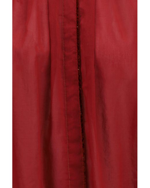 Forte_forte Red Pleated High-Neck Blouse Pomegranate