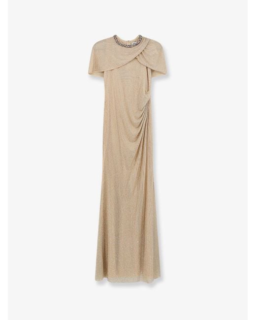 Self-Portrait Natural Self Portrait Maxi Dress With Rhinestones