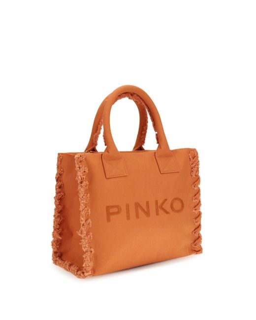 Pinko Orange Canvas Tote Bag Arancio Bruciato