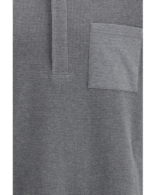 Thom Browne Gray Long Sleeve Polo for men