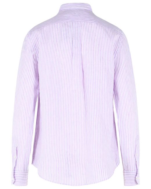 Polo Ralph Lauren Purple Lilac Striped Linen Shirt