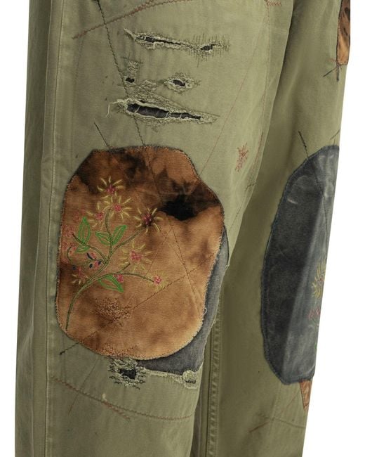 Kapital Green Katsuragi Gypsy Patch Pants for men