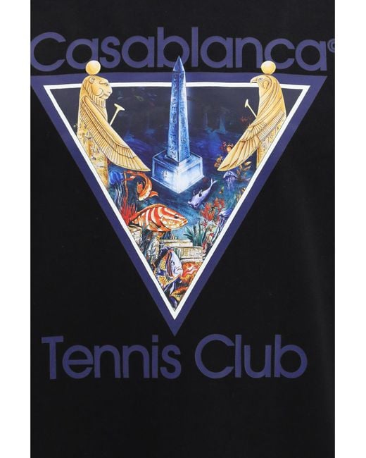 Casablanca Black Tennis Club Monde Perdu Print T-Shirt for men