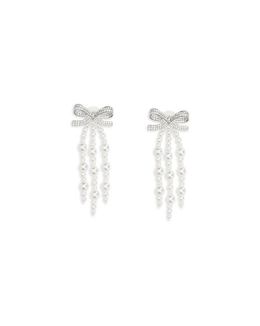 Self-Portrait White Cascade Bow Earrings With Pearls