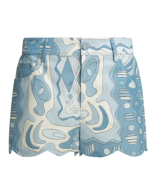 Emilio Pucci Blue "Angoli" Five-Pocket Shorts