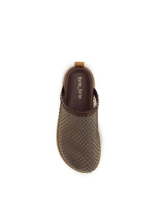 Forte_forte Brown Forte_Forte Mesh Mules With Rhinestones