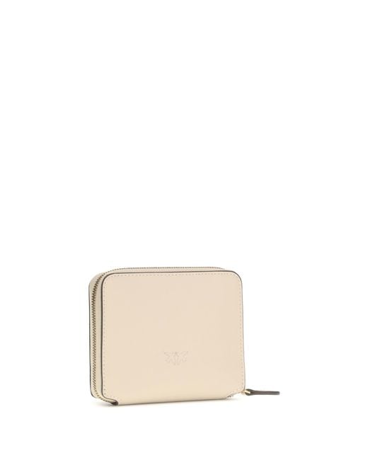 Pinko Natural Leather Zip-Around Wallet