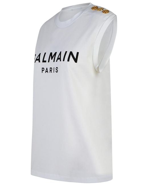 Balmain Gray Cotton Tank Top