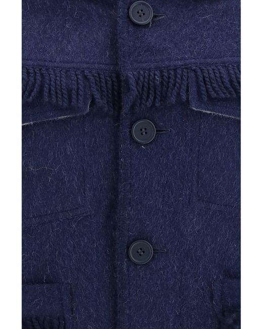 BAZISZT Blue Vedu Reversible Alpaca Wool Jacket for men