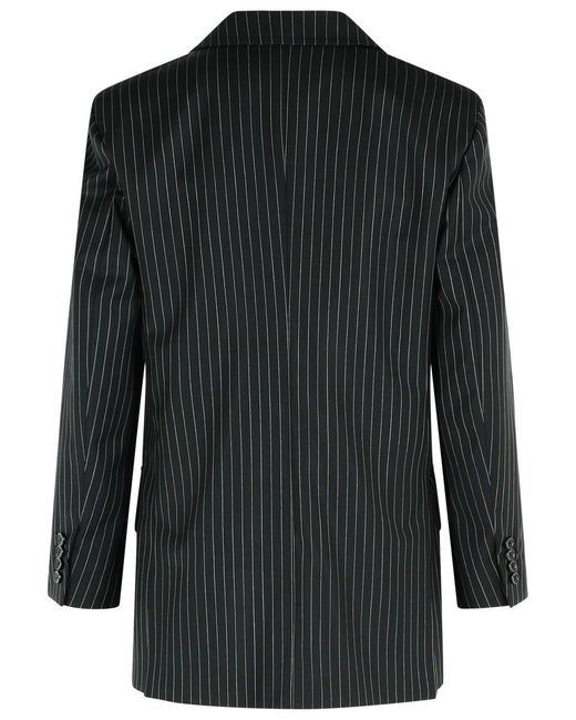 Max Mara Black Mattia' Pinstriped Virgin Wool Blazer