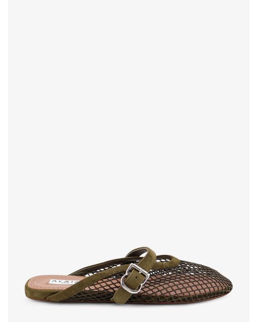 Alaïa Brown Fishnet Mesh And Leather Sandals