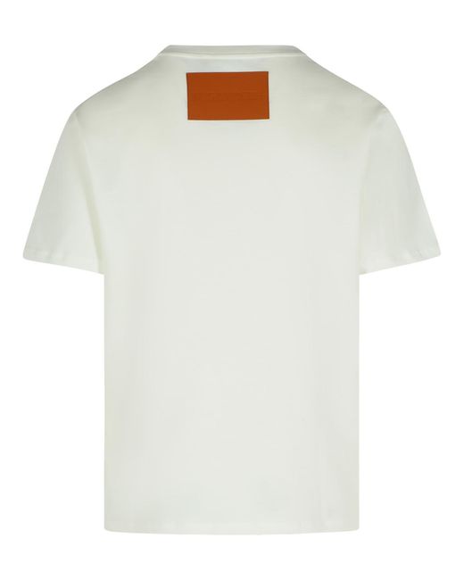 Jil Sander White Ribbed Crew Neck Cotton T-Shirt for men