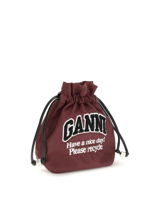 Ganni Red Nylon Pouch Windsor Wine