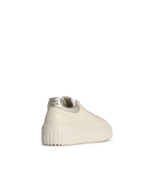 Hogan White 'H Stripes' Lear Sneakers