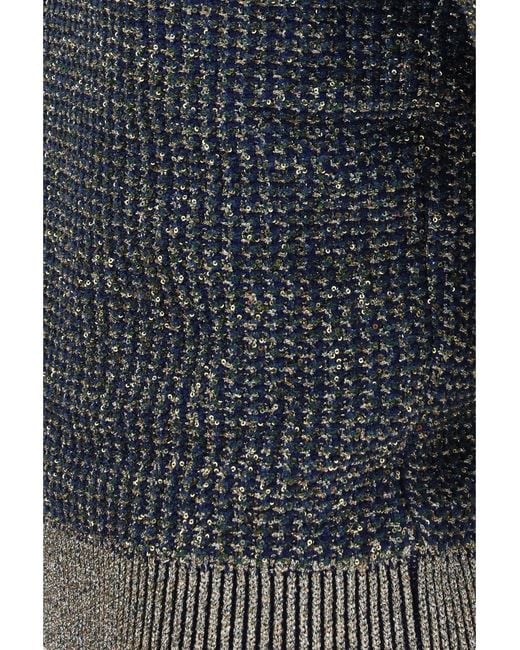 Balmain Gray Short-Sleeve Sequin Sweater