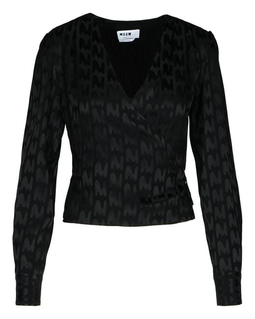 MSGM Black Viscose Blend Blouse