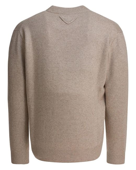 Prada Brown Re-Cashmere Crewneck Sweater for men