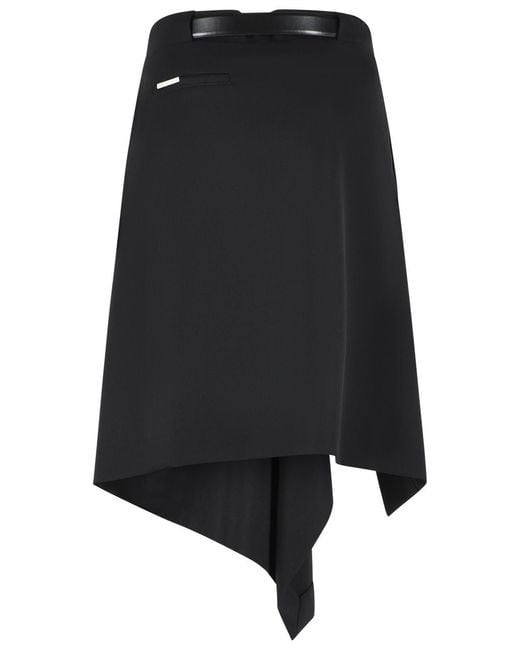 The Attico Black Virgin Wool Midi Skirt