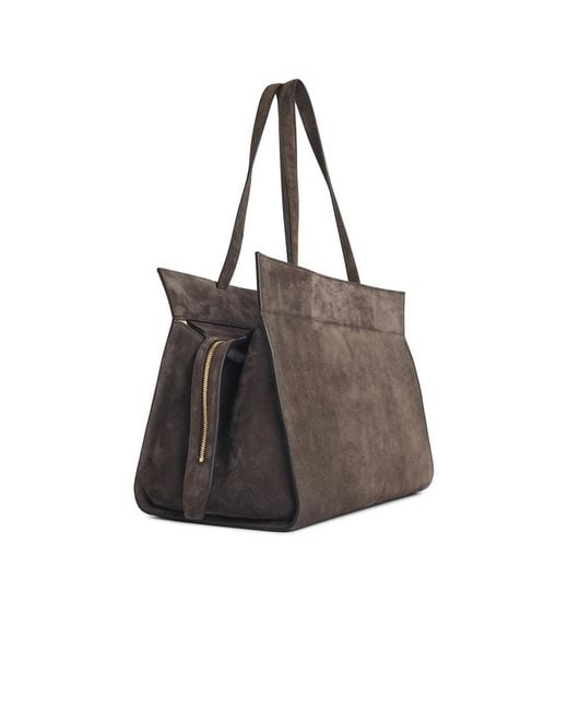 Khaite Brown 'Crosby' Suede Cocoa Bag