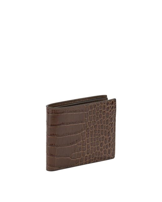 Tom Ford Brown Crocodile Print Leather Wallet for men