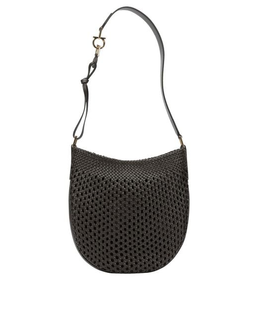 Ferragamo Black "Hobo Smile" Small Shoulder Bag