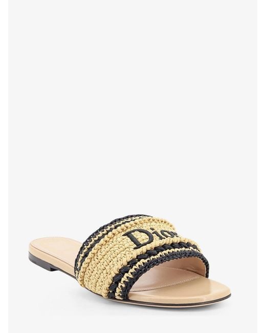 Dior Natural Dior Dior Woven Dioriviera Technical Fabric And Crochet Raffia Sandals