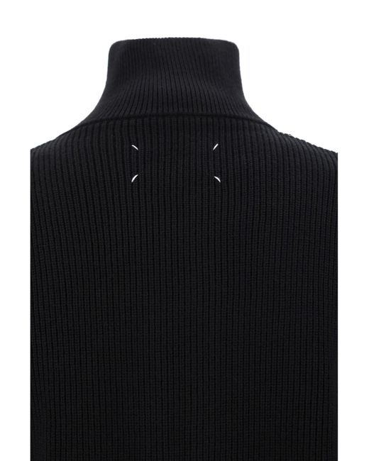 Margiela Blue Cotton Zip-Up Sweater for men