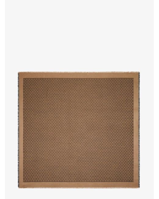 Gucci Brown Gg Silk And Wool Shawl