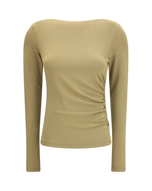 Max Mara Pure Green Long-Sleeve Ruched Top Deserto
