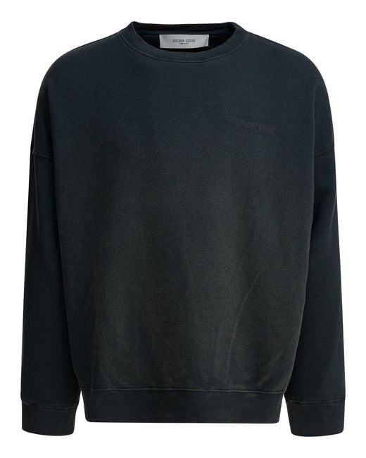 Golden Goose Deluxe Brand Black Vintage Effect Crewneck Sweatshirt for men