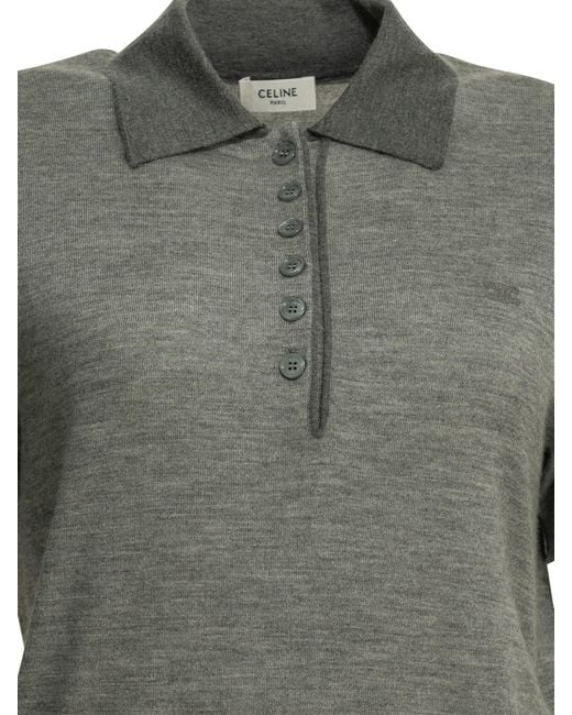Céline Gray Cashmere Silk Polo Shirt