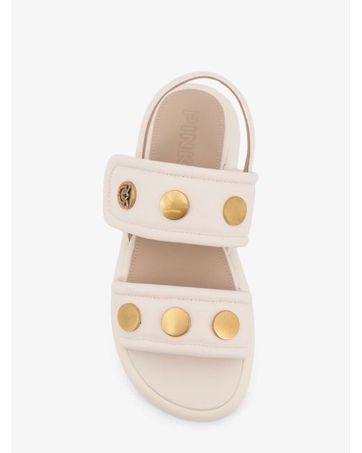 Pinko Natural Fiona Low Leather Sandals