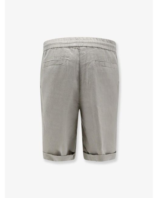 Brunello Cucinelli Gray Linen Bermuda Shorts With Drawstring for men