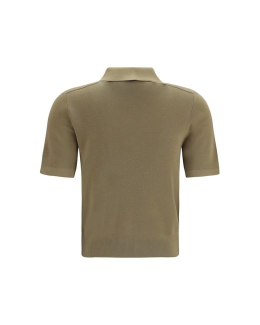 Burberry Green Knit Polo With Check Trim