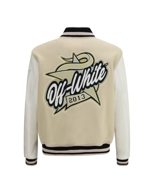 Off-White c/o Virgil Abloh Natural Varsity Star Logo Jacket for men
