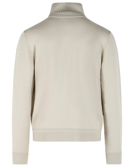 Moncler White Padded Virgin Wool Cardigan With Ivory Zip for men