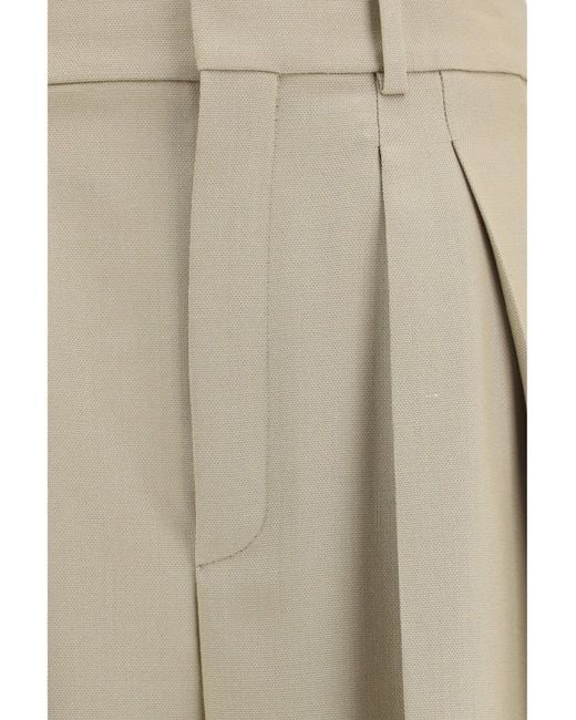 Saint Laurent Natural Tailored Wool And Silk Canvas Pants
