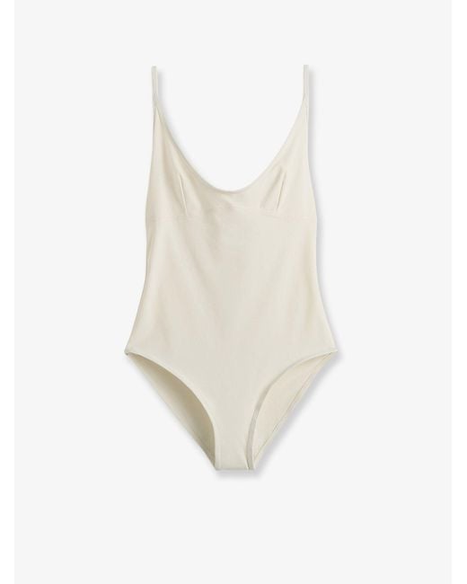 Totême White Nylon Scoop One-Piece Swimsuit