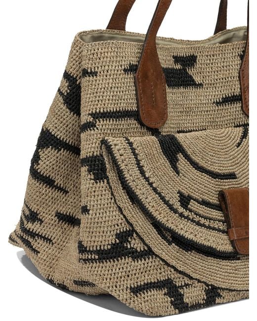 IBELIV Brown Laza Iizebra Raffia Handbag