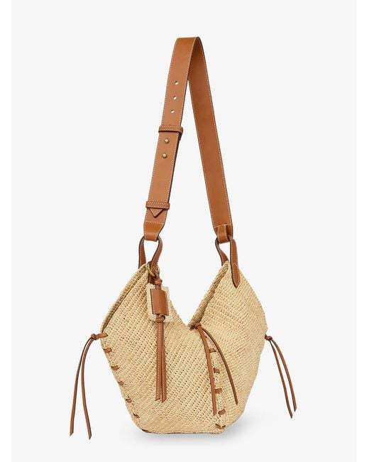 Isabel Marant Natural Losange Raffia Shoulder Bag