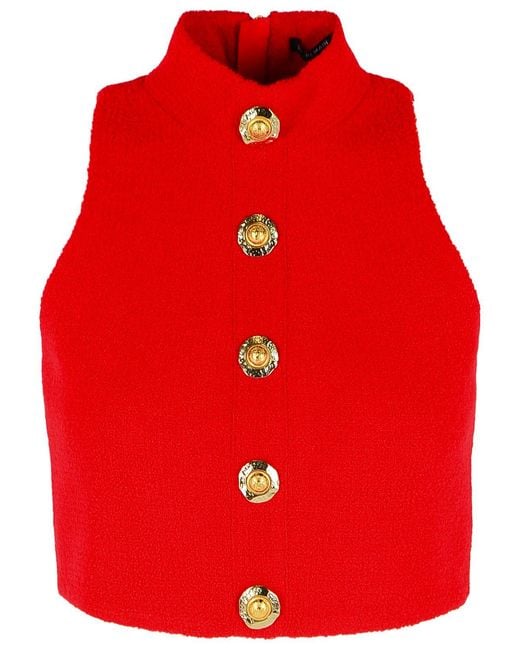 Balmain Red Virgin Wool Top
