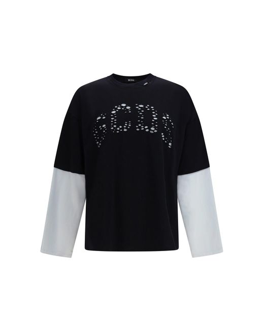 Gcds Black Over T-Shirt Cotton Jersey for men