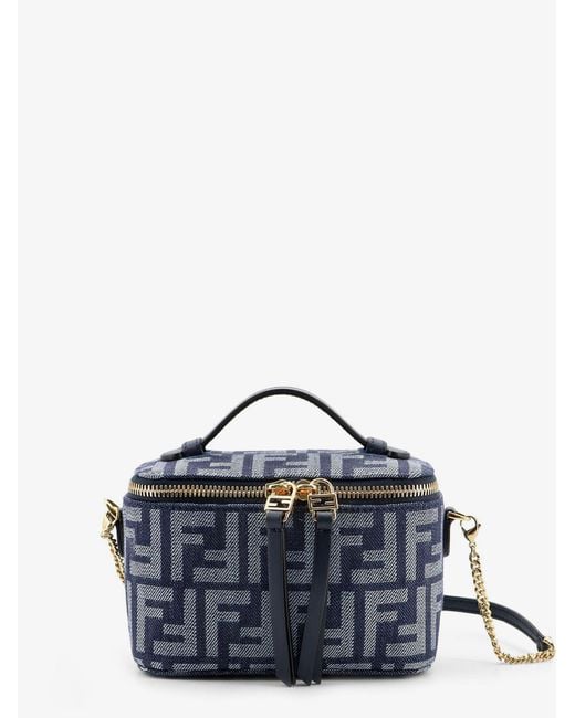 Fendi Blue Vanity Denim-Effect Ff Jacquard Minibag