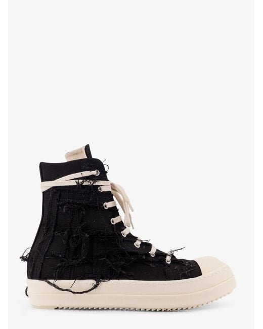 Rick Owens Black Destroyed Effect Denim Sneakers for men