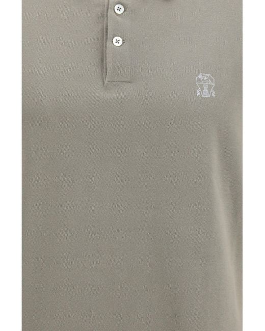 Brunello Cucinelli Gray Polo Shirt Cotton Khaki for men