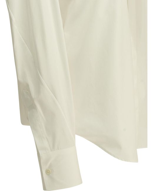 Givenchy White Cocoon Wrap-Sleeve Casual Shirt With Bow Collar