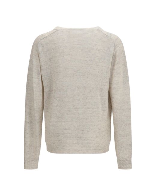 Our Legacy White Rue V-Neck Soft Cyclone Linen Sweater for men