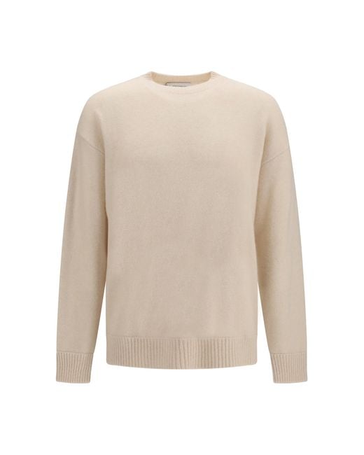 Laneus White Cashmere Silk Crewneck Sweater Cream for men