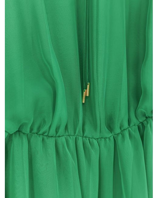 Alberta Ferretti Green Silk Long Dress