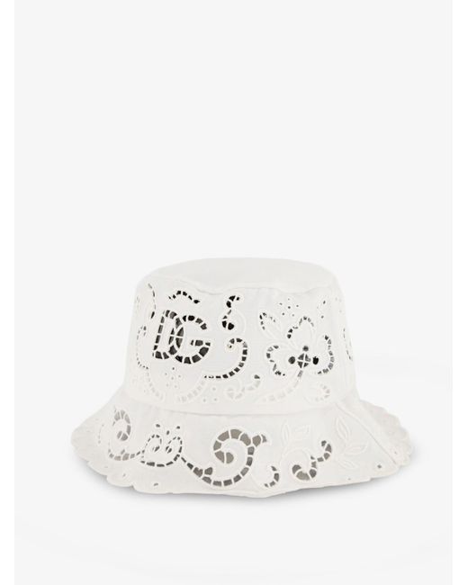 Dolce & Gabbana White Cotton Blend Bucket Hat